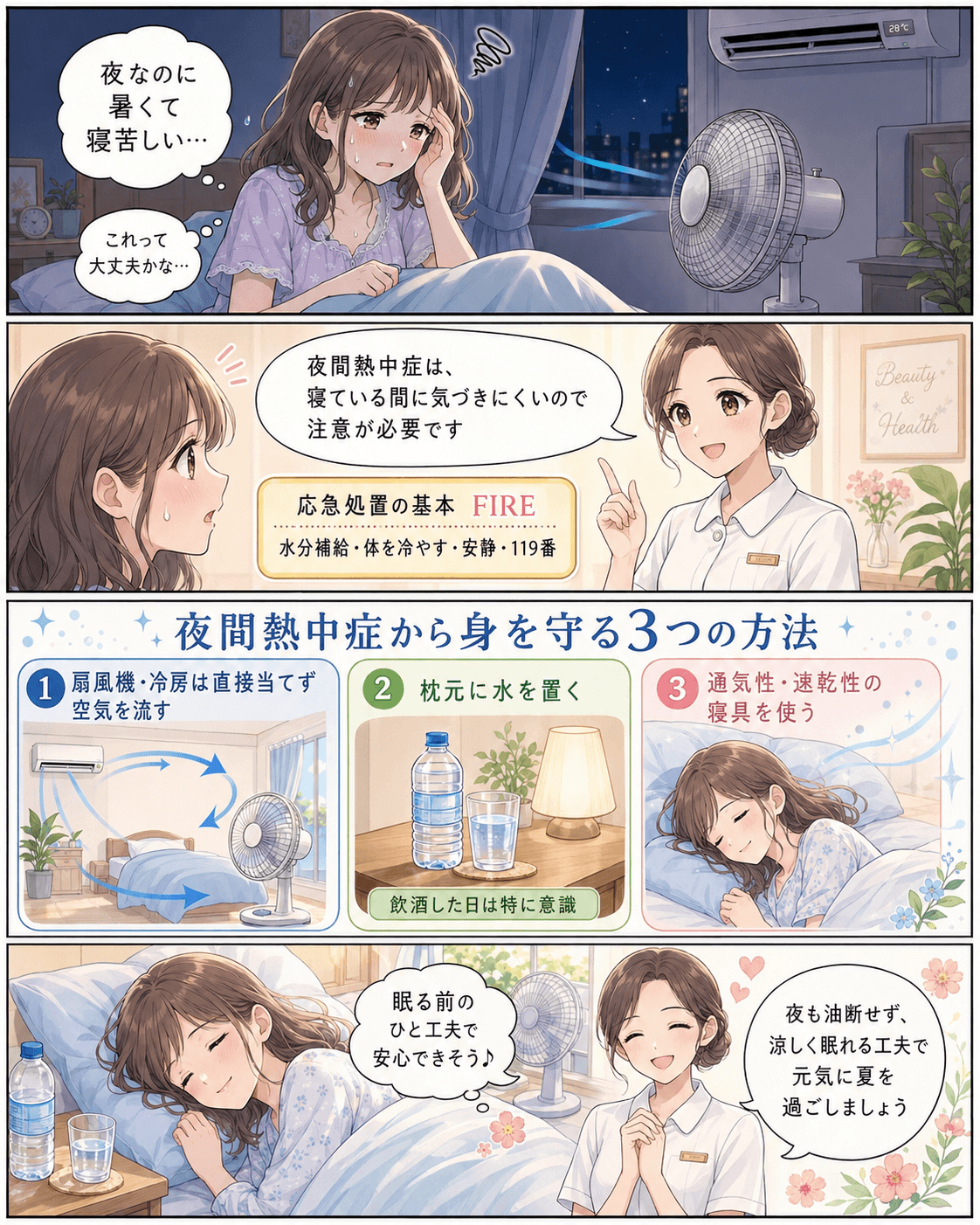 夜間熱中症から身を守る3つの方法とは？【熱中症対策】