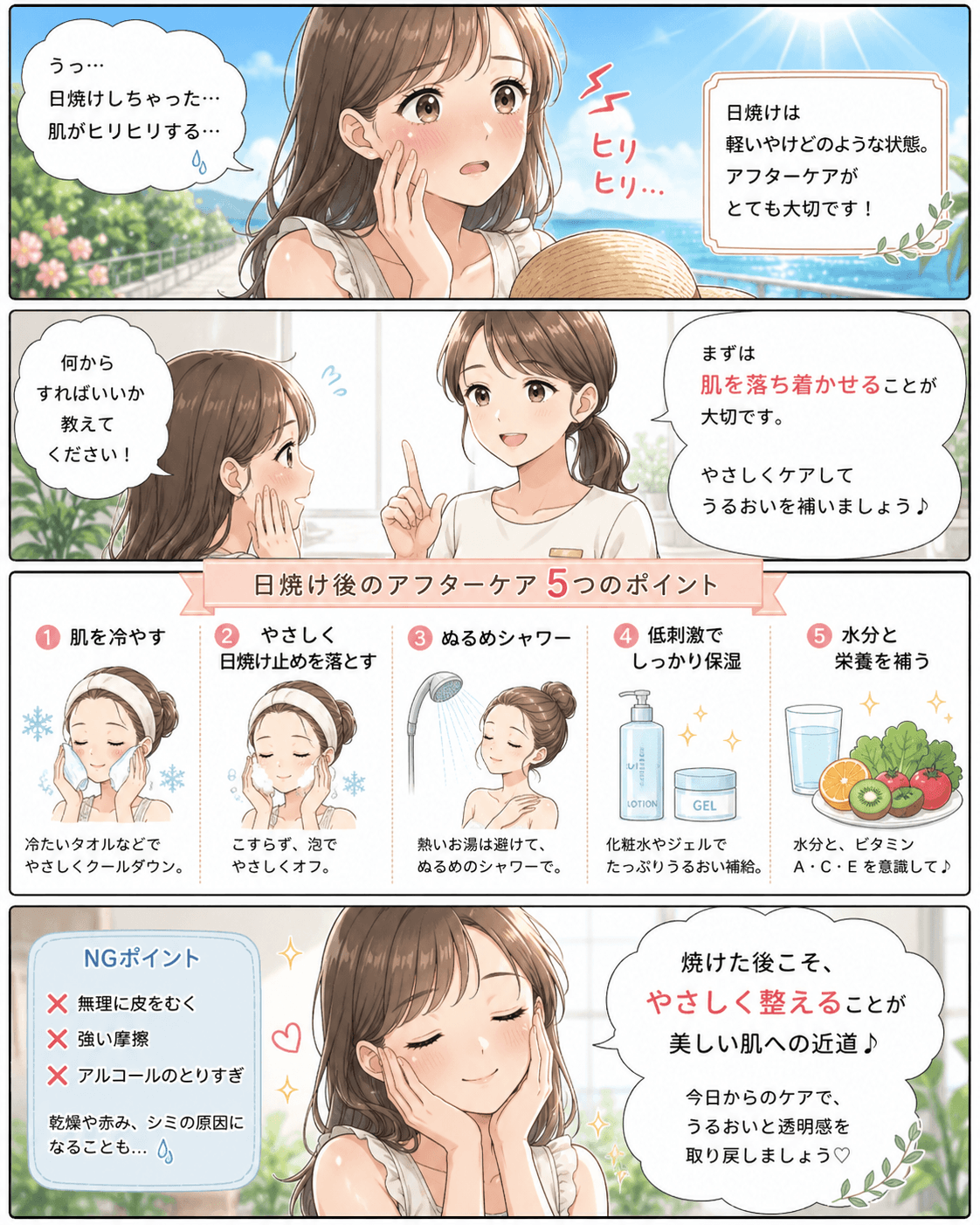 後になって後悔しないための 「日焼けアフターケア５つの方法」